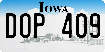 IA license plate DOP409