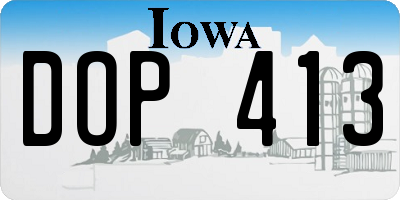 IA license plate DOP413