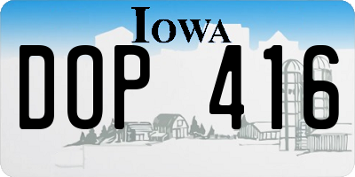 IA license plate DOP416