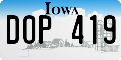 IA license plate DOP419