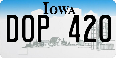 IA license plate DOP420