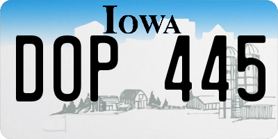 IA license plate DOP445