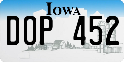 IA license plate DOP452