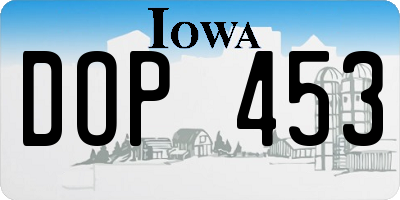 IA license plate DOP453