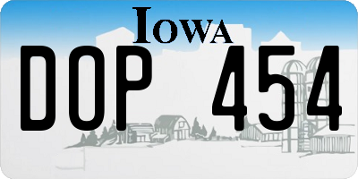 IA license plate DOP454