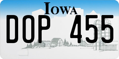IA license plate DOP455