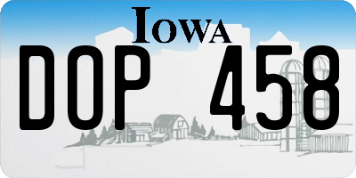 IA license plate DOP458
