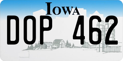 IA license plate DOP462