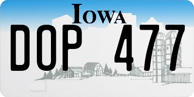 IA license plate DOP477