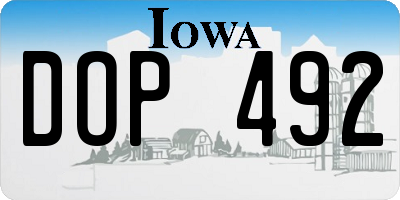 IA license plate DOP492