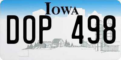 IA license plate DOP498