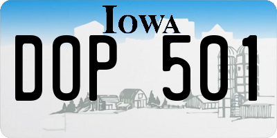 IA license plate DOP501