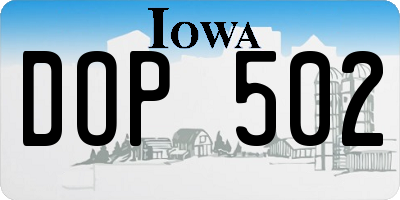 IA license plate DOP502