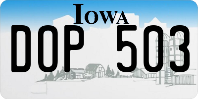 IA license plate DOP503