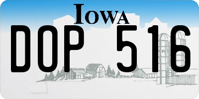 IA license plate DOP516