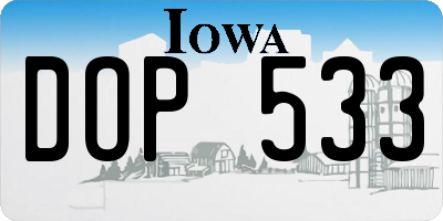 IA license plate DOP533