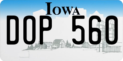 IA license plate DOP560