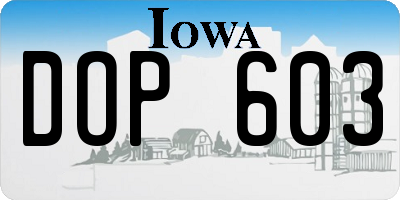 IA license plate DOP603