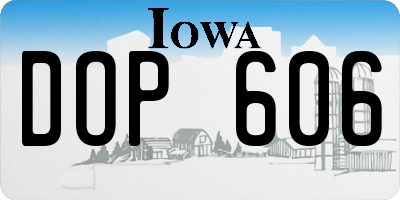 IA license plate DOP606