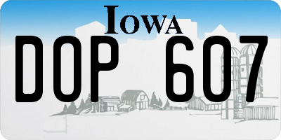 IA license plate DOP607