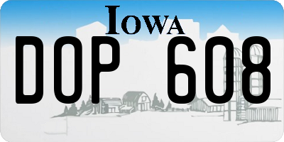 IA license plate DOP608