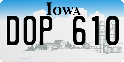 IA license plate DOP610