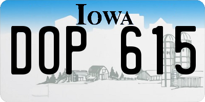 IA license plate DOP615