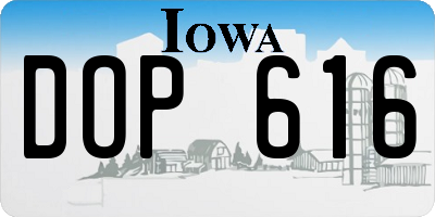 IA license plate DOP616