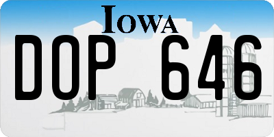 IA license plate DOP646