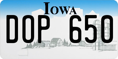 IA license plate DOP650