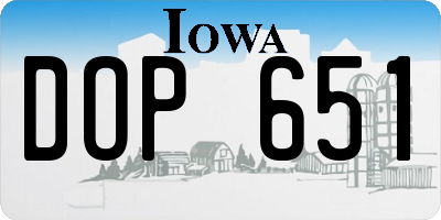 IA license plate DOP651
