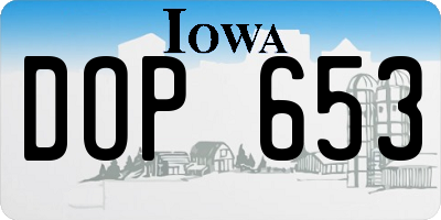 IA license plate DOP653