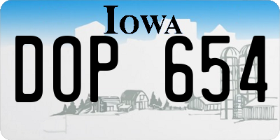 IA license plate DOP654