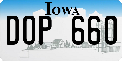 IA license plate DOP660