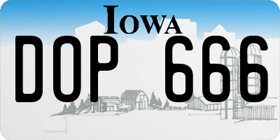 IA license plate DOP666
