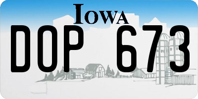IA license plate DOP673
