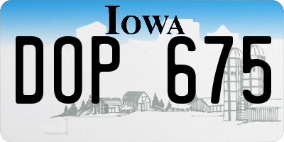 IA license plate DOP675