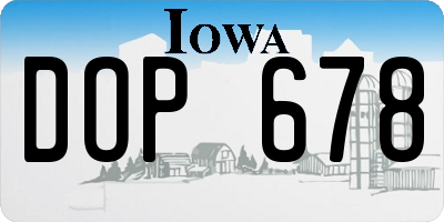 IA license plate DOP678