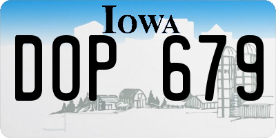 IA license plate DOP679