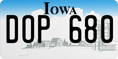 IA license plate DOP680