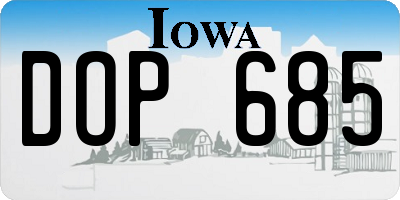 IA license plate DOP685