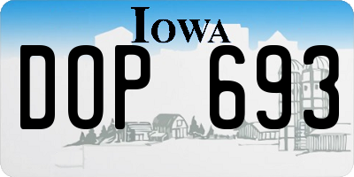 IA license plate DOP693
