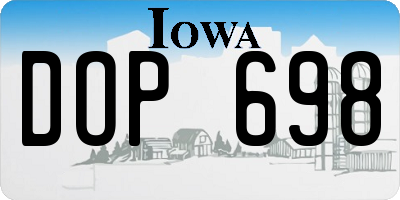 IA license plate DOP698