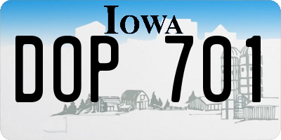 IA license plate DOP701