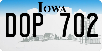 IA license plate DOP702