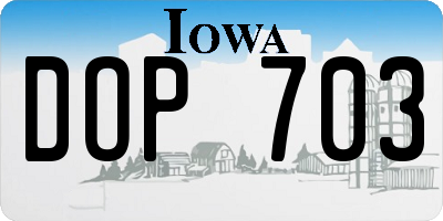 IA license plate DOP703