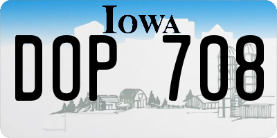 IA license plate DOP708