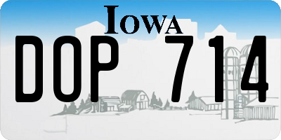 IA license plate DOP714