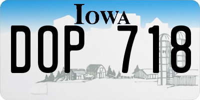 IA license plate DOP718