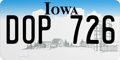 IA license plate DOP726
